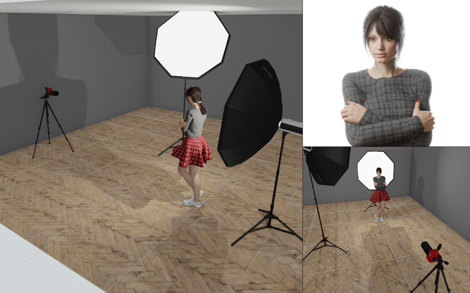 Ustawienie lamp w studio: miękki front i światło za plecami